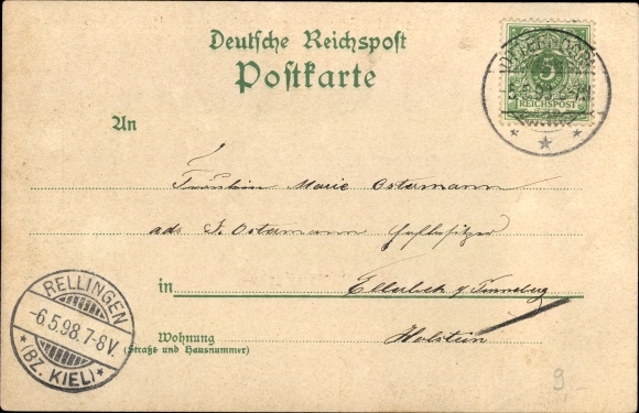 Chromo-Litho Otterndorf in Lower Saxony, bicycle motifs, inn at the German House