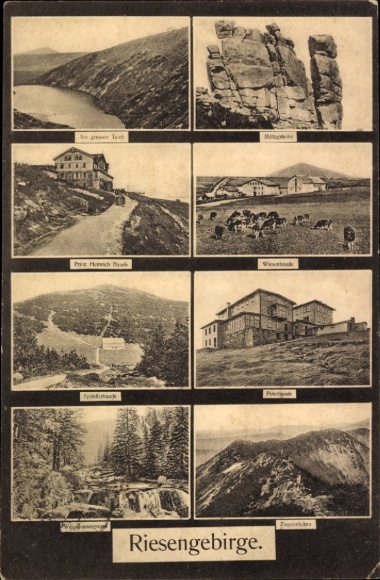 Postcard Karpacz Krummhübel Giant Mountains Silesia, Wielki Staw, Great Pond, Prince Heinrich Baude
