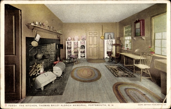 Ak Portsmouth Van Newhampshire de V.S., Thomas Bailey Aldrich Gedenkteken, Keuken