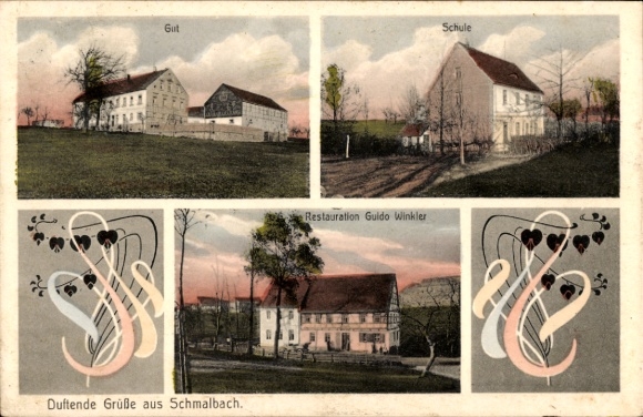 Ak Schmalbach Striegistal in Sachsen, Gut, Schule, Restaurant Guido Winkler