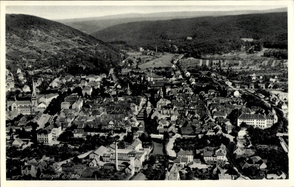 Postcard Ettlingen in Baden, aerial photograph