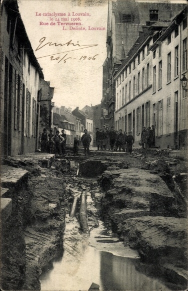 PC Louvain Leuven Flemish Brabant, Rue de Tervueren, storm disaster 1906