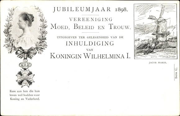 Ganzsachen Ak Königin Wilhelmina der Niederlande, Porträt, Jubiläum