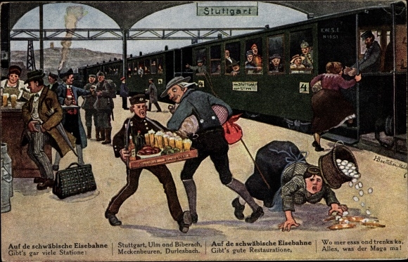 Artist PC Boettcher, Hans, Stuttgart, train station, on the Schwäbsche railway