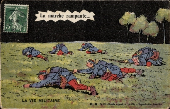 Picture French Army, soldiers sealing, night