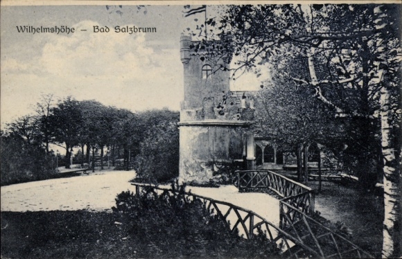 Ak Szczawno Zdrój Bad Salzbrunn Niederschlesien,  Wilhelmshöhe, Natur, Architektur, Baumlandschaf