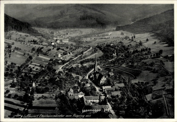 Ak Ettenheimmünster Ettenheim in Baden, Luftkurort  Blick vom Flugzeug aus, Kurort