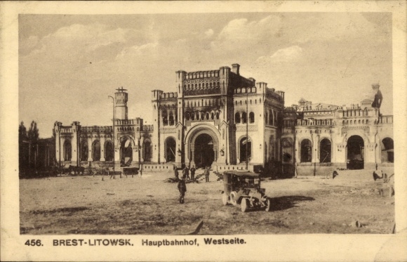 Postcard Brest Litowsk Belarus, Main Station