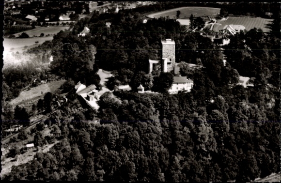Ak Durlach Karlsruhe in Baden, Höhengaststätte und Kaffee zum Burghof, Fliegeraufnahme