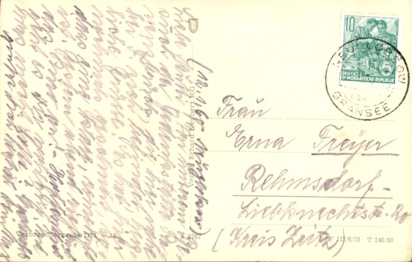 Postcard Fürstenberg an der Havel, street scene, lake, bird's eye view, interior view of an inn