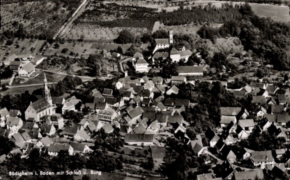 Ak Bödigheim Buchen in het Odenwald Baden, luchtfoto, kasteel, fort