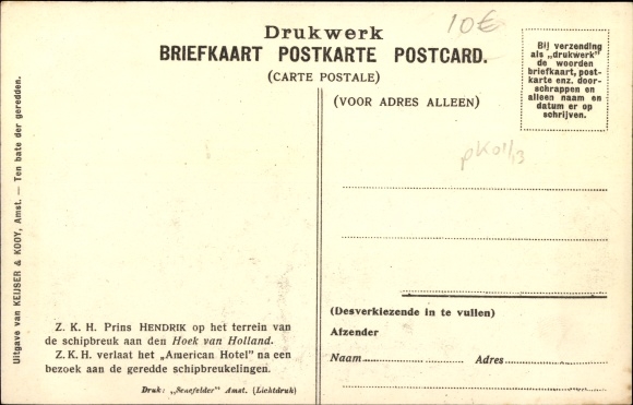 Postcard Hoek van Holland, Prince Hendrik on the grounds of the shipwreck, Schipreuk Berlin