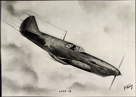 Artist Postcard Russian military aircraft LAGG-3
