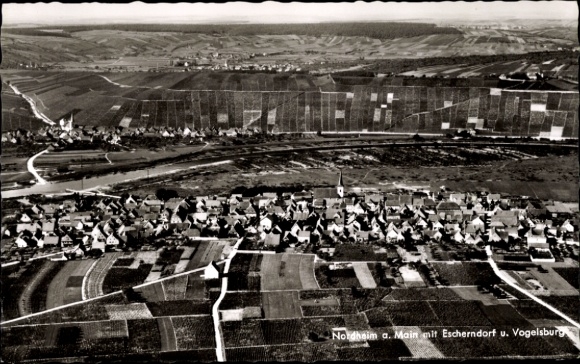 Postcard Nordheim am Main Lower Franconia, aerial photograph