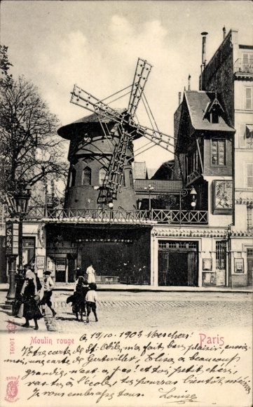 Postcard Paris XVIII. District Buttes-Montmartre, Moulin Rouge