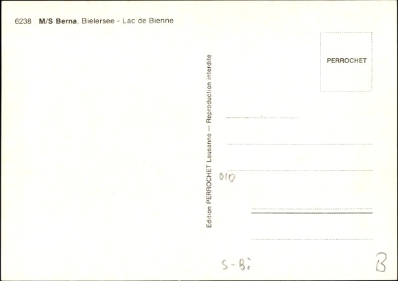 Postcard MS Berna, Bielersee, Lake Biel