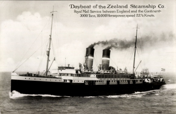 Postcard day boat of the Zeeland Steamship Co.