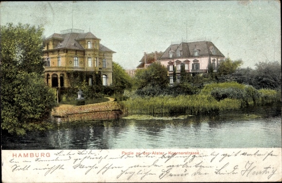 Postcard Hamburg Nord Winterhude, on the Alster, Koernerstraße