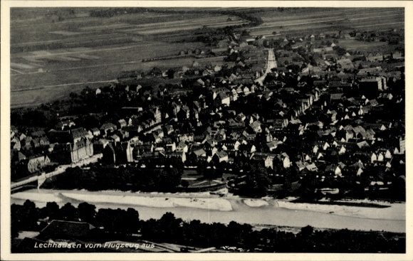Postcard Lechhausen Augsburg in Swabia, aerial photograph