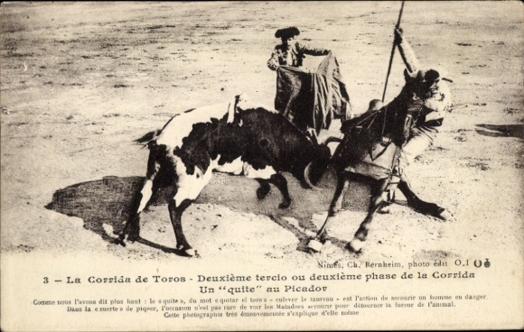 CPA Corrida de Toros, Deuxieme tercio ou deuxieme phase de la Corrida