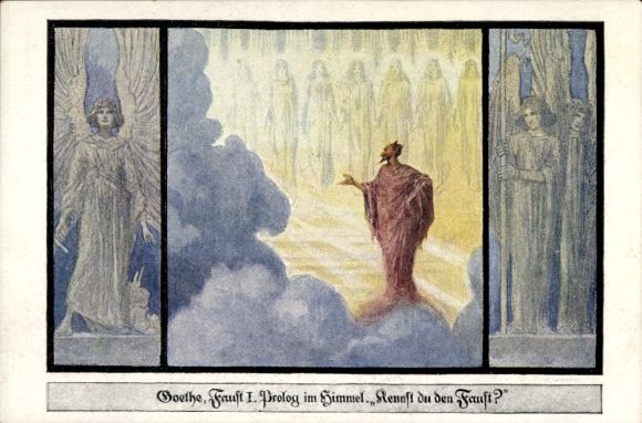 Artist Postcard Kutzer, Goethe, Faust, quote, prologue in heaven, League of Germans in Bohemia