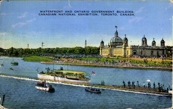 Ak Toronto Ontario Kanada, Wasserfront, Ontario Regierungsgebäude, Kanadische nationale Ausstellu