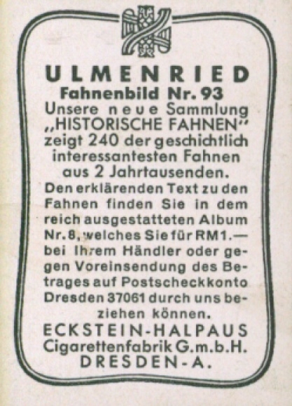 Collection picture Ulmenried flag picture No. 93, flag of the Strasbourg militia 1633