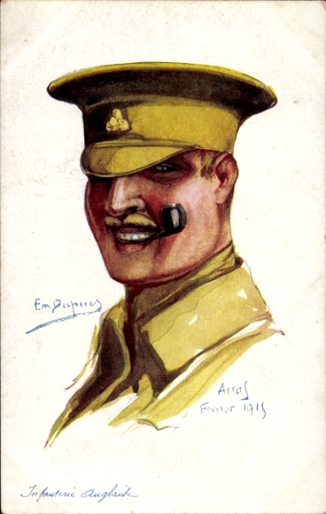 Artysta KP Dupuis, E., Arras 1915, Alianci Francji, żołnierz piechoty brytyjskiej, portret