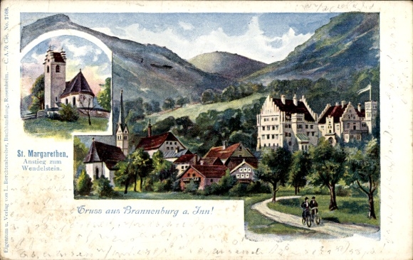 Postcard Sankt Margarethen Brannenburg in Upper Bavaria, St. Margarethen, Wendelstein, mountainous landscape...