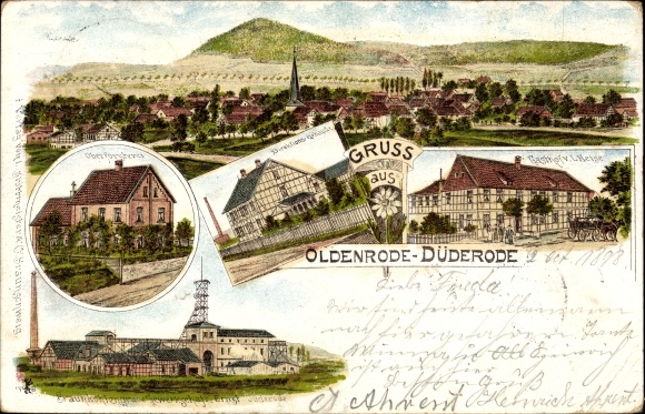lito Oldenrode Düderode Kalefeld am Harz, Panorama, Gasthof Heise, kopalnia węgla brunatnego, leśniczówka