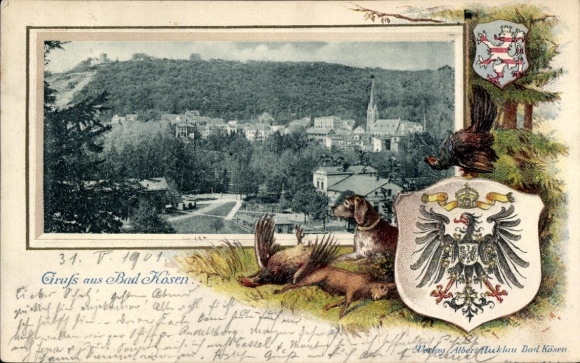 Präge Passepartout Wappen Ak Bad Kösen Naumburg an der Saale, Gesamtansicht