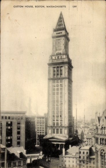 Ak Boston Massachusetts USA, douanekantoor, hoge toren, architectuur