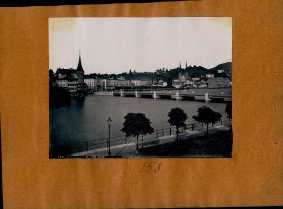 Photo circa 1890, Lucerne City Switzerland, Cityscape, Mont Pilate