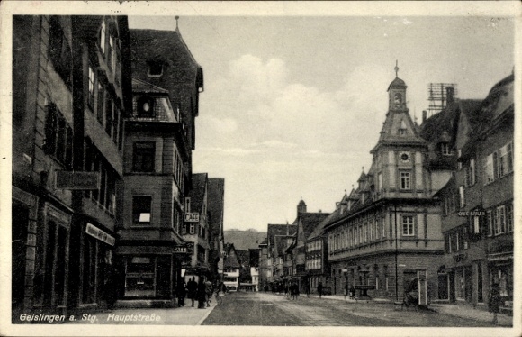 Postcard Geislingen an der Steige, Main Street