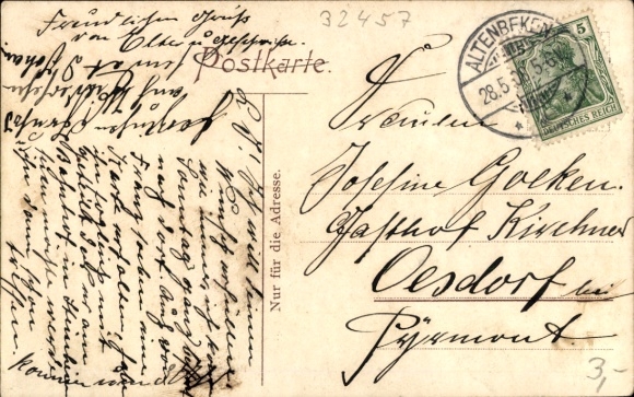 Postcard Porta Westfalica, panoramic view, Kaiserdenkmal, steamer, Wittekindsberg