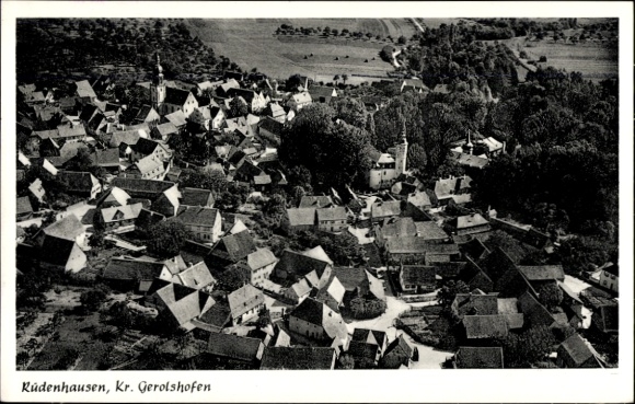 Postcard Rüdenhausen in Lower Franconia, aerial photograph