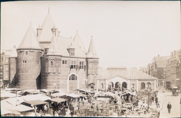 Photo Amsterdam North Holland Netherlands, Niewmarkt with Waaggebouw