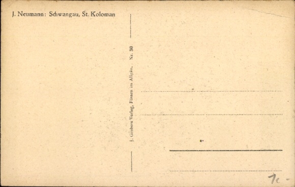 Artist Postcard Neumann, J., Schwangau in the Ostallgäu district, The Church of St. Kolomann