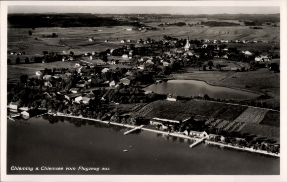 Postcard Chieming am Chiemsee Upper Bavaria, aerial photograph