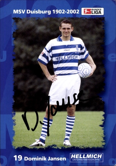 Autogrammkarte Fußballer Dominik Jansen, MSV Duisburg, Autogramm