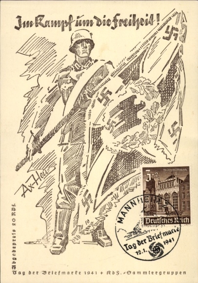 Artist Postcard Axster Heudtlaß, In the fight for freedom, Stamp Day 1941, KdF