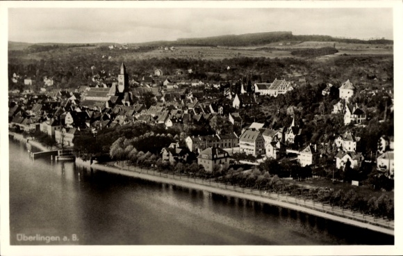 Postcard Überlingen on Lake Constance, aerial photograph
