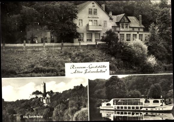 KP Naumburg nad Saale, restauracja konsumpcyjna Alter Felsenkeller, Schönburg, statek motorowy wolność