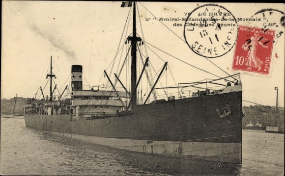 Ak stoomboot Amiral-Sandrone-de-la-Mornaix, Compagnie des Chargeurs Réunis