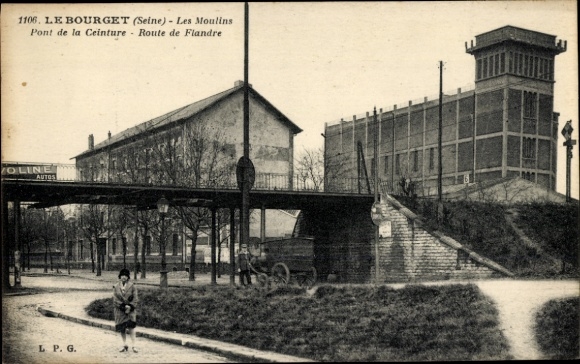 Ak Le Bourget Seine Saint Denis, Les Moulins, Pont de la Ceinture