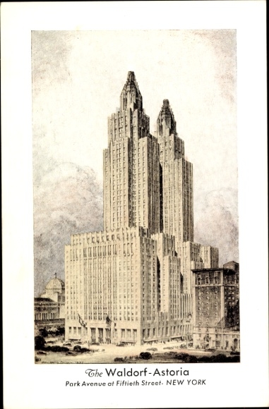Ak New York City USA, Waldorf-Astoria, Park Avenue, wolkenkrabber, monumentaal, New York