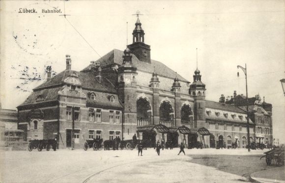 Ak Hansestadt Lübeck, Bahnhof