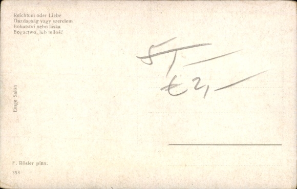 Artist Postcard Rösler, F., Wealth or Love, Musician with Lute
