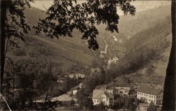 Ak Dolni Polubný Unter Polaun Region Reichenberg, Blick gegen Schwarzfluss