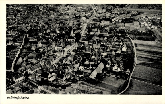Ak Walldorf in Baden Württemberg, Fliegeraufnahme, Stadtpanorama